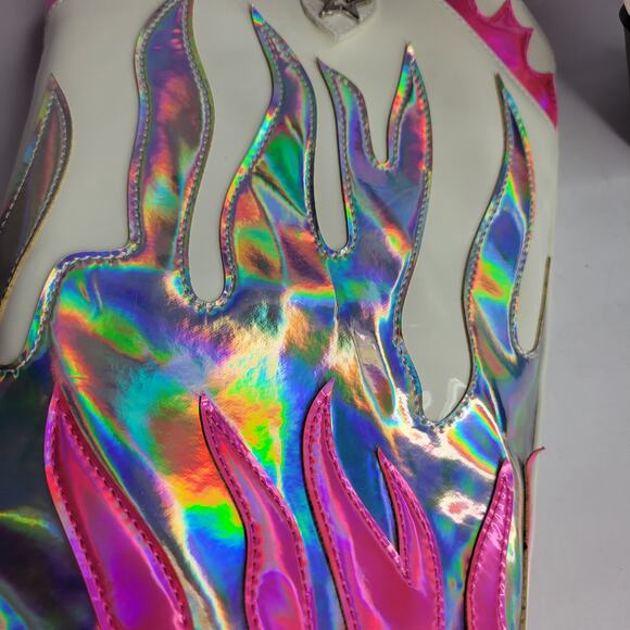 Cape Robbin RACHA Pink Multi Silver Flame Cowboy Boots NEW Women's Size 9 - Picture 4 of 13